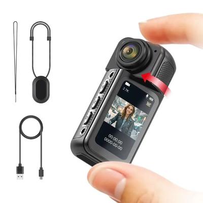 Mini POV Action Camera With Magnetic Mount And 2.7K Recording black