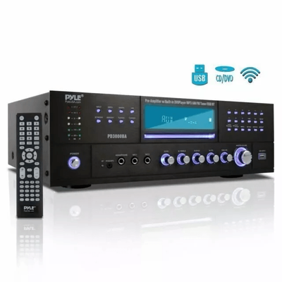 Bluetooth Channel Stereo Receiver Amplifier With CD DVD Player, USB SD, AM FM, Subwoofer Out Home Theater Audio System Bluetooth Channel Stereo Receiver Amplifier With CD DVD Player, USB SD, AM FM, Subwoofer Out Home Theater Audio System