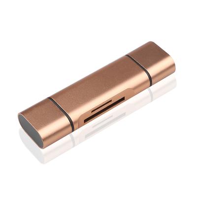 Multifunctional 6 In 1 USB To Type C Micro USB OTG Card Reader, Universal SD TF Adapter High Speed Transfer For Phone 5 In 1 Card Gold