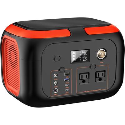 600W Portable Power Station With 110V AC Outlets Solar Generator Power Bank For Camping, Travel & Emergency Backup 600w Black Orange