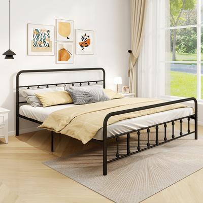 Metal Bed Frame With Headboard And Under Bed Storage Black, Victorian Style Platform Bed, No Box Spring Needed Metal Bed Frame With Headboard And Under Bed Storage Black, Victorian Style Platform Bed, No Box Spring Needed