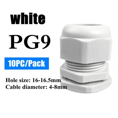 Waterproof Nylon Cable Gland Connector Joint, Cable Entry Fitting For Electrical Boxes, Panels, And Junction Enclosure pg9 White 10pcs