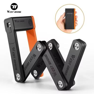 WEST BIKING Anti Theft Foldable Bicycle Lock, Road & MTB Cycling Chain Lock For Electric Bike, Scooter, And Security WEST BIKING Anti Theft Foldable Bicycle Lock, Road & MTB Cycling Chain Lock For Electric Bike, Scooter, And Security