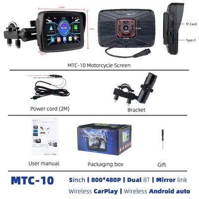 5 Inch Wireless CarPlay Android Auto Motorcycle GPS Display Portable Dashboard Screen mtc 10