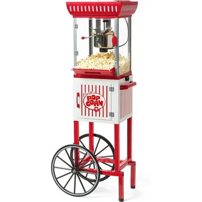 Nostalgia Popcorn Maker Machine, Professional Cart With Kettle Makes Up To 10 Cups, Vintage Popcorn Machine Nostalgia Popcorn Maker Machine, Professional Cart With Kettle Makes Up To 10 Cups, Vintage Popcorn Machine