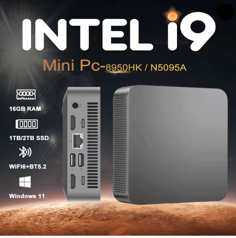 I9 Pocket Mini PC Windows 11 16GB RAM 1TB SSD 4K USB C 16gb Ddr4 128gb Ssd intel N5095a