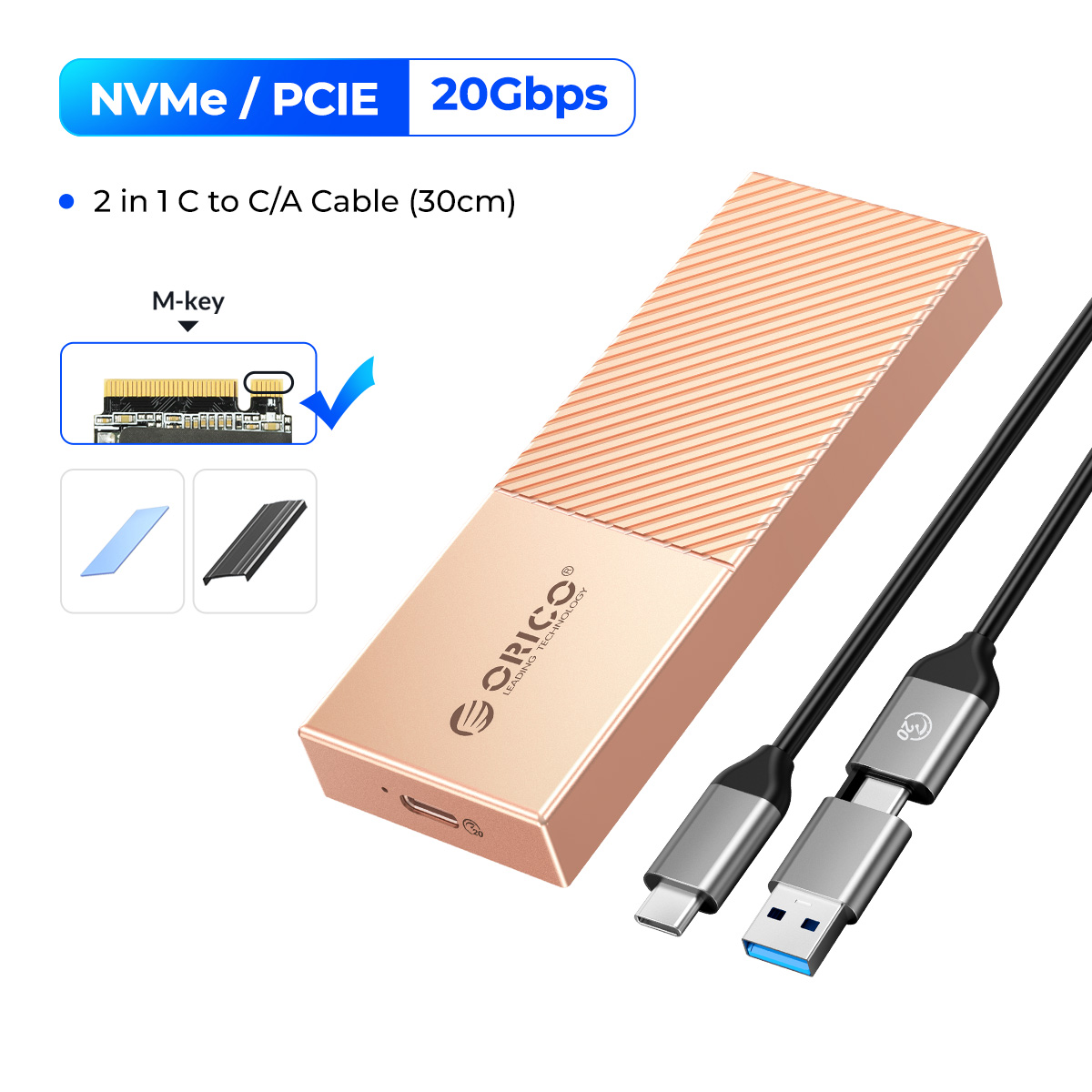 40Gbps M.2 SSD Enclosure, USB4 NVMe Aluminum Case, Thunderbolt 3 4 & USB C Compatible For Ultra Fast Data Transfer 20gbps gold