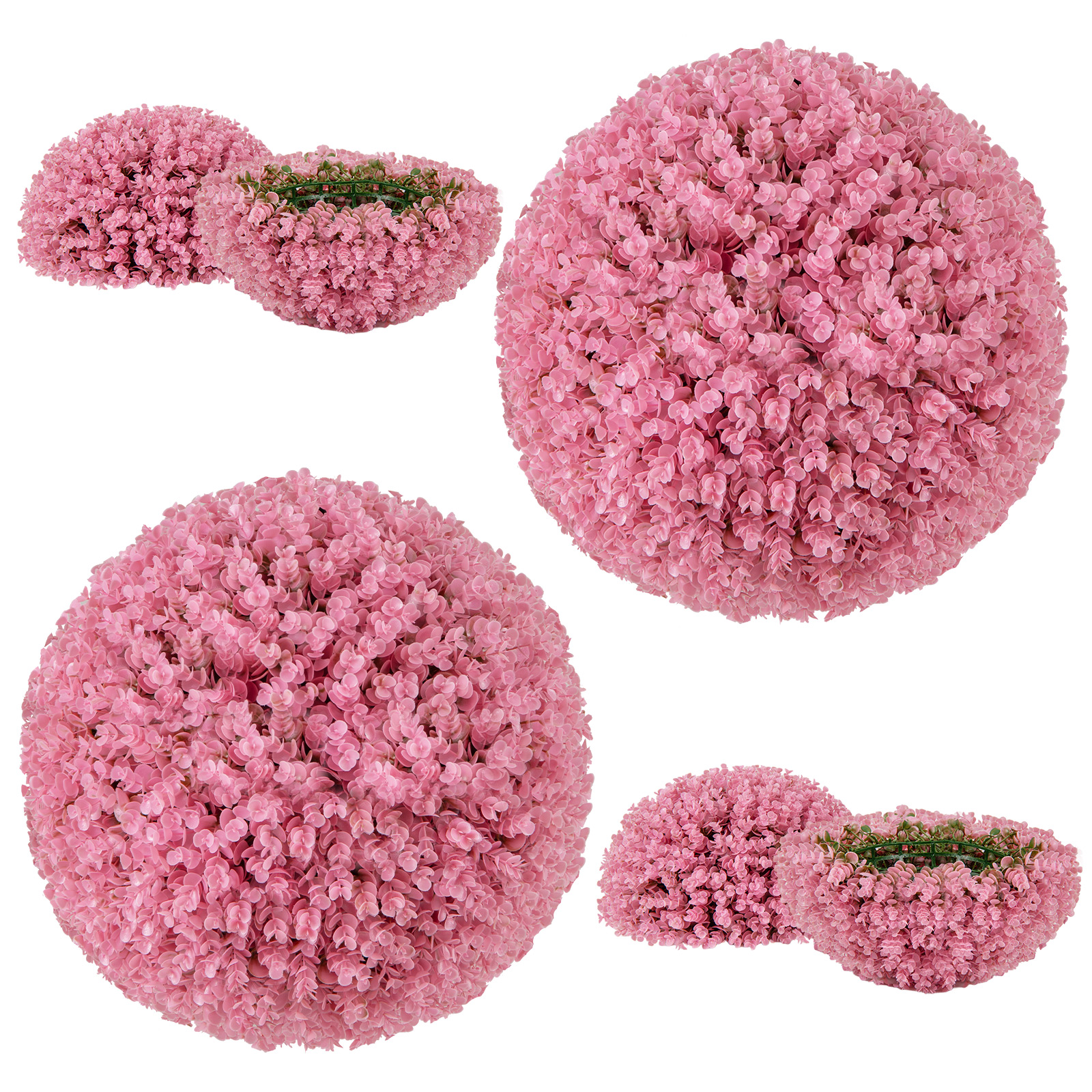 Faux Eucalyptus Decorative Balls With Layers Leaves, Lush UV Resistant Artificial Topiary Orbs For Indoor & Outdoor Faux Eucalyptus Decorative Balls With Layers Leaves, Lush UV Resistant Artificial Topiary Orbs For Indoor & Outdoor