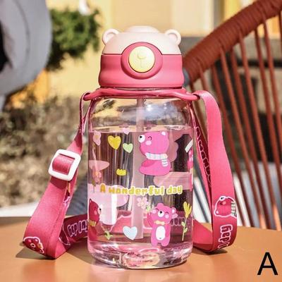Kids Water Bottle With Straw BPA Free, Leakproof, Portable Outdoor Bottle For Cold & Hot Drinks pink