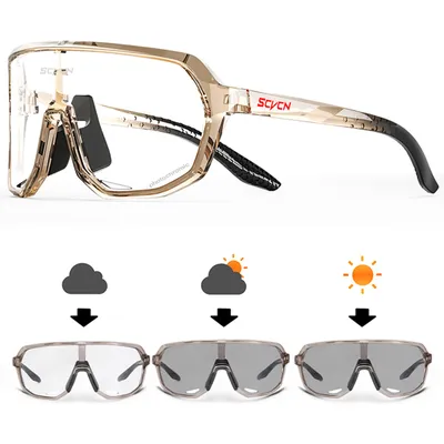 Photochromic Cycling Sunglasses Goggles For Men & Women, TR90 Frame Outdoor Bike Riding Glasses Road Bicycle Eyewear s63 15 1lens