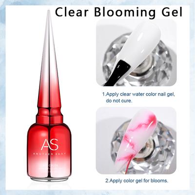 Clear Blooming Gel Polish, LED Soak Off Nail Varnish For Marble Design, Spreading Effect Gel, Top Base Coat For Nail Art blooming Gel
