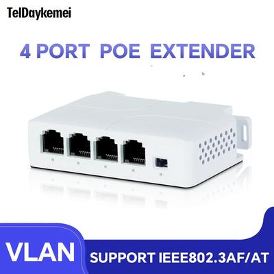 PoE Repeater 4 Port Extender For IP Camera NVR, Fast Ethernet PoE Switch Transmission Booster PoE Repeater 4 Port Extender For IP Camera NVR, Fast Ethernet PoE Switch Transmission Booster