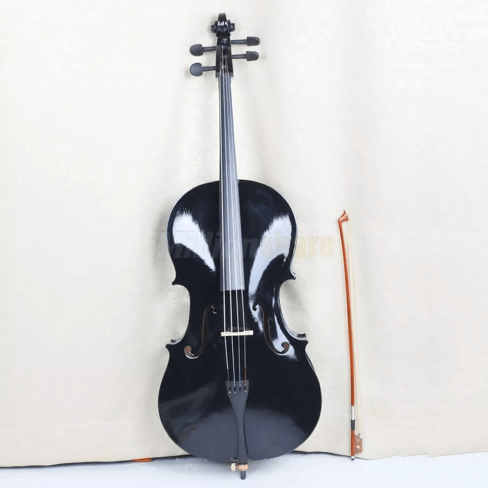 New Size Professional Basswood Black Color Cello Full Set, Includes Bag, Bow, Rosin & Bridge, Full Size For Beginners New Size Professional Basswood Black Color Cello Full Set, Includes Bag, Bow, Rosin & Bridge, Full Size For Beginners