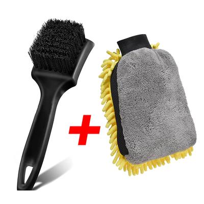 Durable Car Wheel Brush Set Tire Rim, Carpet & Hub Cleaning Brush For Auto Detailing & Washing 2pcs