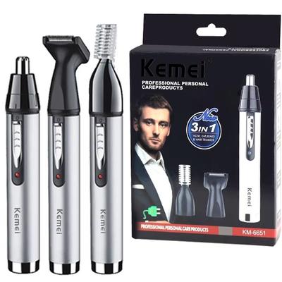 Rechargeable Nose And Ear Hair Trimmer For Men All in One Electric Grooming Kit For Beard, Eyebrows, And Facial Hair km 6651