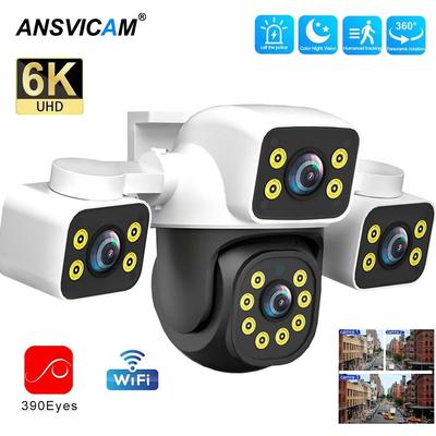 6K UHD Outdoor WiFi Camera Triple Lens With AI Human Detection, Auto Tracking Night Vision For 24 7 Security Monitoring 6k Add 128g Sd Card