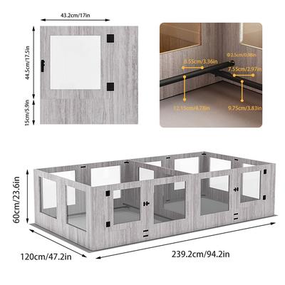 Tempered Glass Pet Whelping Box With Waterproof Fertility Pad, Dog Playpen & Exercise Cage For Puppies l