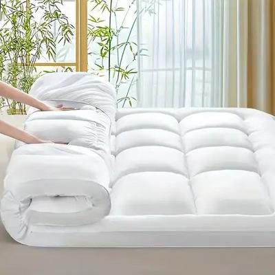 Extra Thick Mattress Topper For Back Pain Quilted Pillow Top Mattress Cover With Deep Pocket Fit white king 78 X 80 In