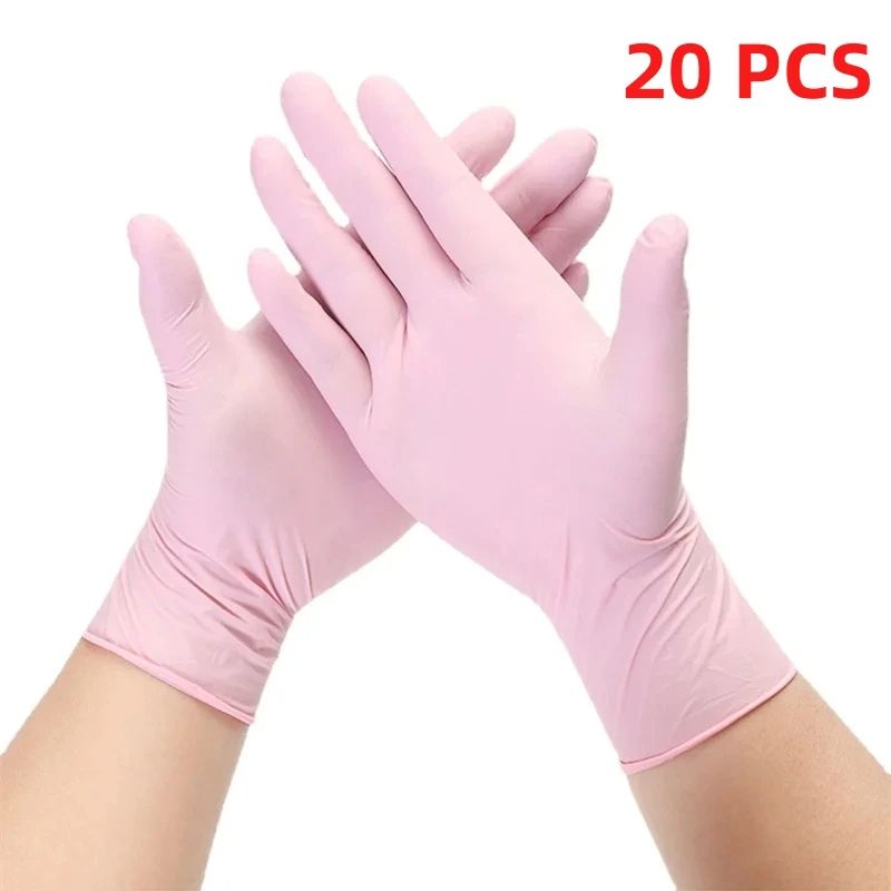 Pink Disposable Nitrile Gloves Latex Free Powder Free For Household Cleaning, Salon, Kitchen, And Work Use 20pcs l