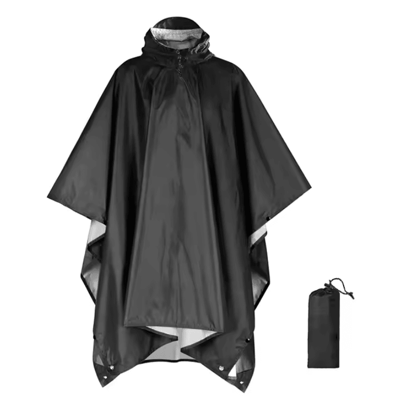 Outdoor Waterproof 3 In 1 Military Raincoat Poncho black Classic Style