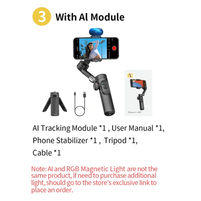 AOCHUAN Smart XE Gimbal Stabilizer For IPhone Android With Fill Light And Face Tracking with Ai