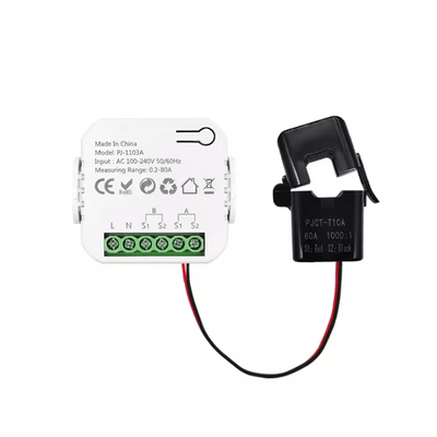 Tuya Smart WiFi Bidirectional Energy Meter With Buzzer Alarm For Export Import Power Monitoring 1 Channel 1ct