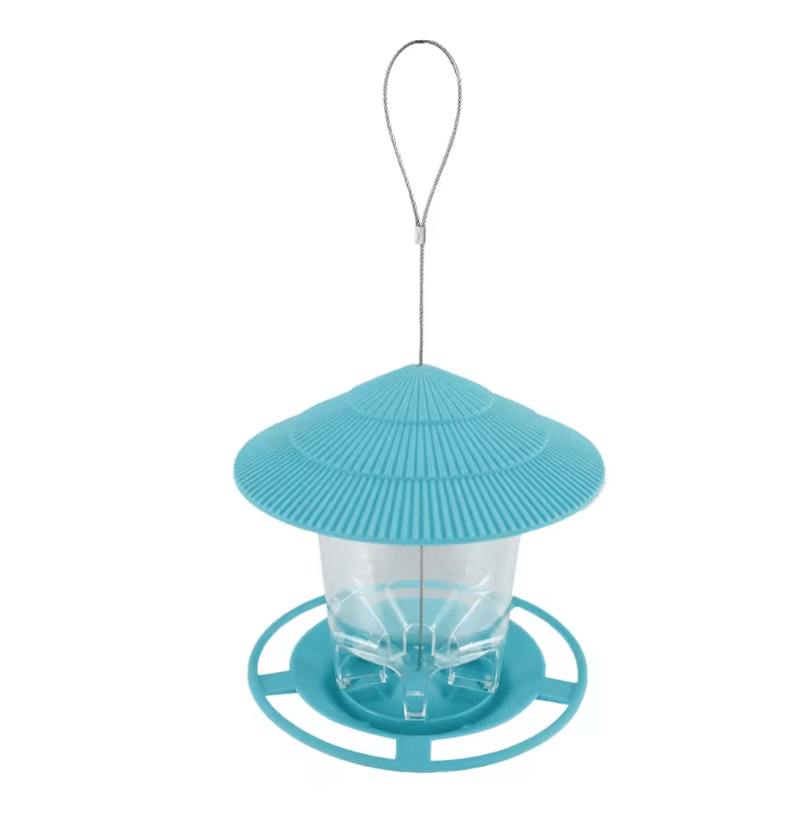 Automatic Hanging Bird Feeder With MultiHole Dispenser blue