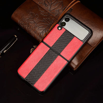 For Samsung Galaxy Z Flip 3 5G Slim Leather Folding Shockproof Case Cover red