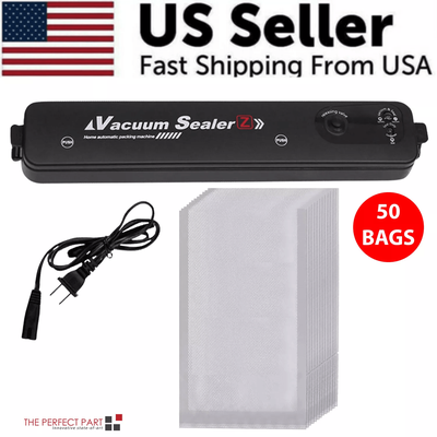 Vacuum Sealer Machine Food Preservation Storage Saver Automatic Kitchen Sealing System With Seal Bags vacuum Machine + 50 Bags