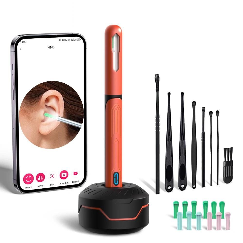 HD Ear Cleaner With Camera Rechargeable USB C Otoscope Set For Safe And Visible Wax Removal black set 2
