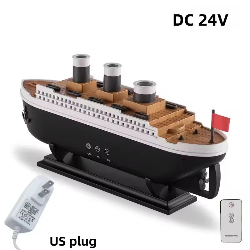 AromaVoyage Titanic Ship Humidifier 250ml Cool Mist Diffuser With Remote And Jellyfish Smoke Effect us