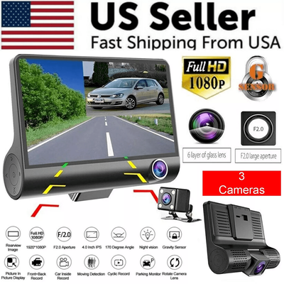 1080P 4" Dual Lens HD Car DVR Dash Cam Recorder With Rearview Camera, G Sensor, Night Vision, Motion Detection, 1080P 4" Dual Lens HD Car DVR Dash Cam Recorder With Rearview Camera, G Sensor, Night Vision, Motion Detection,
