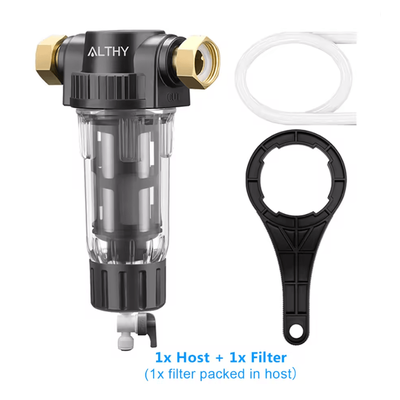 Whole House Spin Down Sediment Water Filter With Stainless Steel Mesh And Backwash System host And 1x Filter