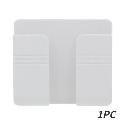 Multifunction Wall Mounted Holder Stand, Storage Box For TV Remote, Mobile Phone & DIY Charging Organizer white