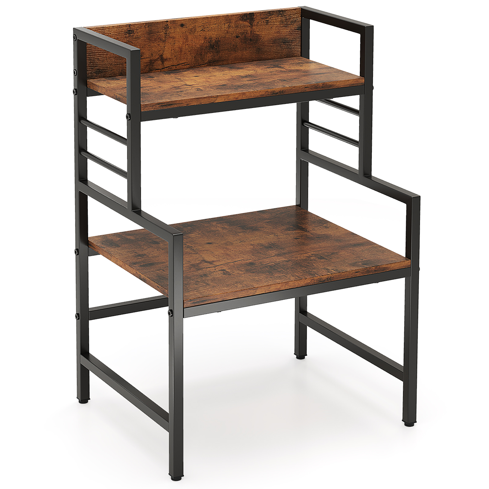 Rustic Microwave Stand With Open Shelves & Heavy Duty Frame, Space Saving Kitchen Rack & Countertop Organizer Rustic Microwave Stand With Open Shelves & Heavy Duty Frame, Space Saving Kitchen Rack & Countertop Organizer
