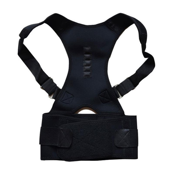 Magnetic Therapy Posture Corrector Adjustable Back Brace For Pain Relief | Ideal Health Gift Black M