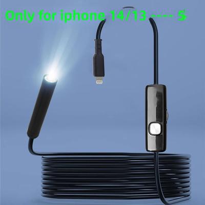 Endoscope Camera For IPhone & Cars, Waterproof Borescope With 8 LEDs, Engine Inspection Tool 8mm Lens Hard Cable 1m