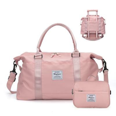 Women Weekender Travel Tote Bag, Gym Duffel With Wet Pocket, Overnight Bag With Toiletry Pouch For Labor pink
