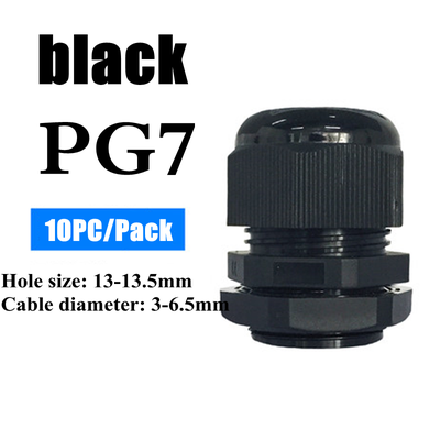 Waterproof Nylon Cable Gland Connector Joint, Cable Entry Fitting For Electrical Boxes, Panels, And Junction Enclosure pg7 Black 10pcs