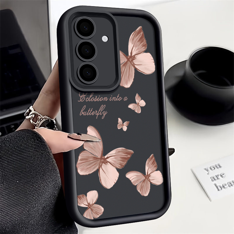 Trendy Gold Butterfly TPU Phone Case Stylish Protective Cover For Samsung Galaxy black for Samsung A34 5g