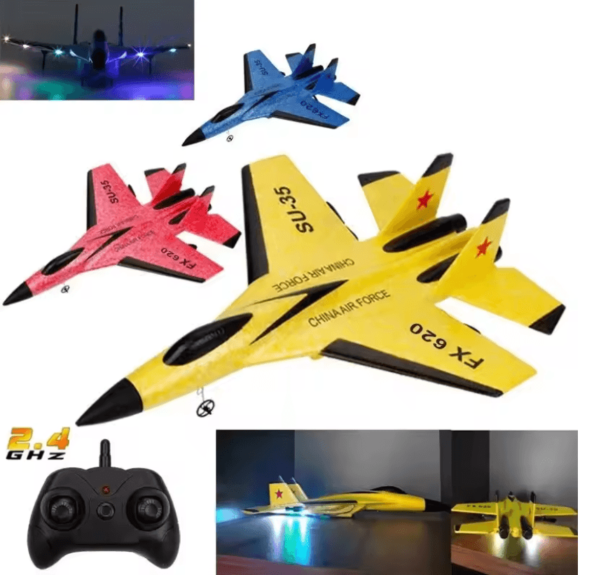 SU35 RC Plane With LED Lights And Durable Foam Glider Design blue