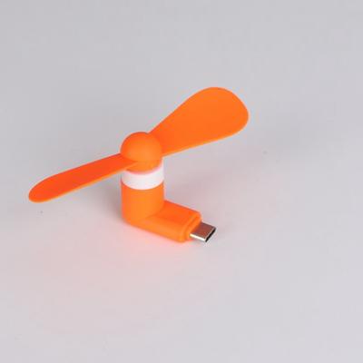 Type C Creative Mini Portable Mobile Phone Fan, Micro USB Cooling Fan Gadget For Charging Treasure, Power Bank, Tester orange