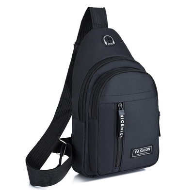 Multifunctional Chest Bag For Men, Waterproof Oxford Cloth Shoulder Bag, Stylish & Lightweight Messenger Bag black Double Layer