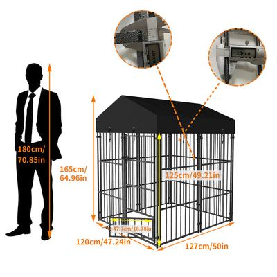 Heavy Duty Large Dog Kennel Pet Welded Metal Playpen Animal Cage With Roof Cover, Outdoor Indoor Pet Run Enclosure House s