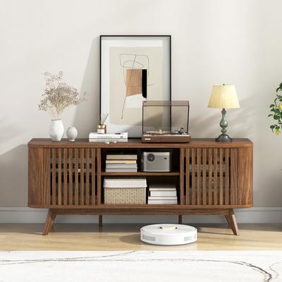 2 Door TV Stand For TVs Up To 60 Inches With Adjustable Shelves, Mid Century Entertainment Center With Storage Cabinets 2 Door TV Stand For TVs Up To 60 Inches With Adjustable Shelves, Mid Century Entertainment Center With Storage Cabinets