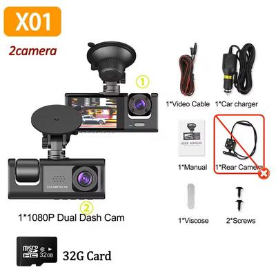 1080P Car Dash Cam With Front And Rear Cameras And Night Vision 2 Cameras 32gb Card