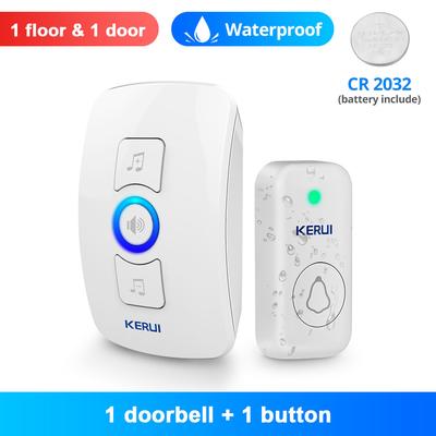 Smart Home Outdoor Wireless Doorbell Waterproof Chime Kit, LED Flash Security Alarm & House Welcome Melodies 1receiver 1button w1 us Plug