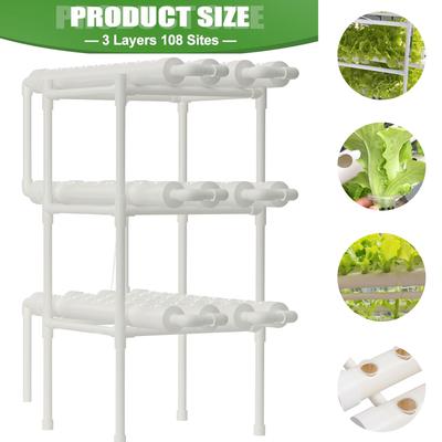 Hydroponics Garden Kit, 3 Tier 108 Planting Sites Indoor Outdoor Herb & Veggie Growing System (Fast Growth) 3 Layers 108 Sites