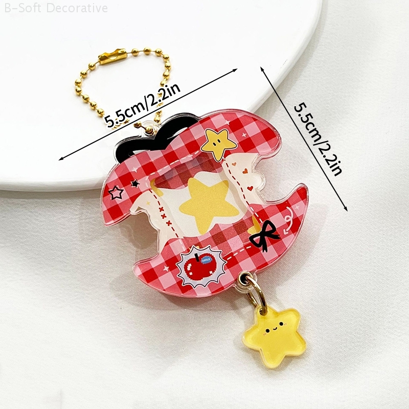 Acrylic Kpop Idol Photocard Holder Photo Card Protector Cover With Keychain, Cartoon Apple Shaped Mini Album For Bag s1
