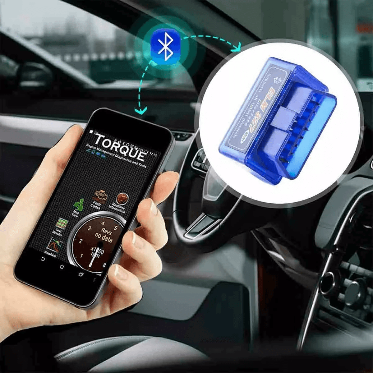 OBD2 Car Bluetooth Scanner Code Reader For IPhone OBDII Diagnostic Tool Read & Clear Fault Codes, Check Engine Light OBD2 Car Bluetooth Scanner Code Reader For IPhone OBDII Diagnostic Tool Read & Clear Fault Codes, Check Engine Light